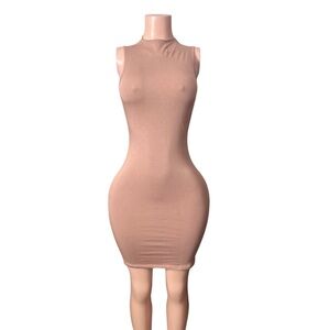 Sleeveless Tan Mini Dress